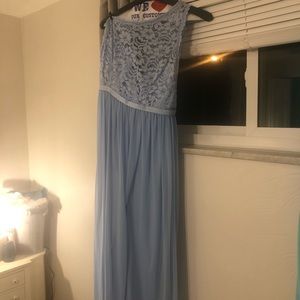 David’s Bridal Bridesmaids One Shoulder Ice Blue